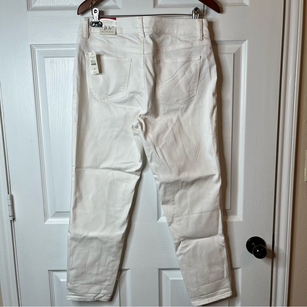 New Talbots Flawless Five-Pocket Boyfriend Denim Jeans Off-white Color Size 10P - Picture 4 of 8